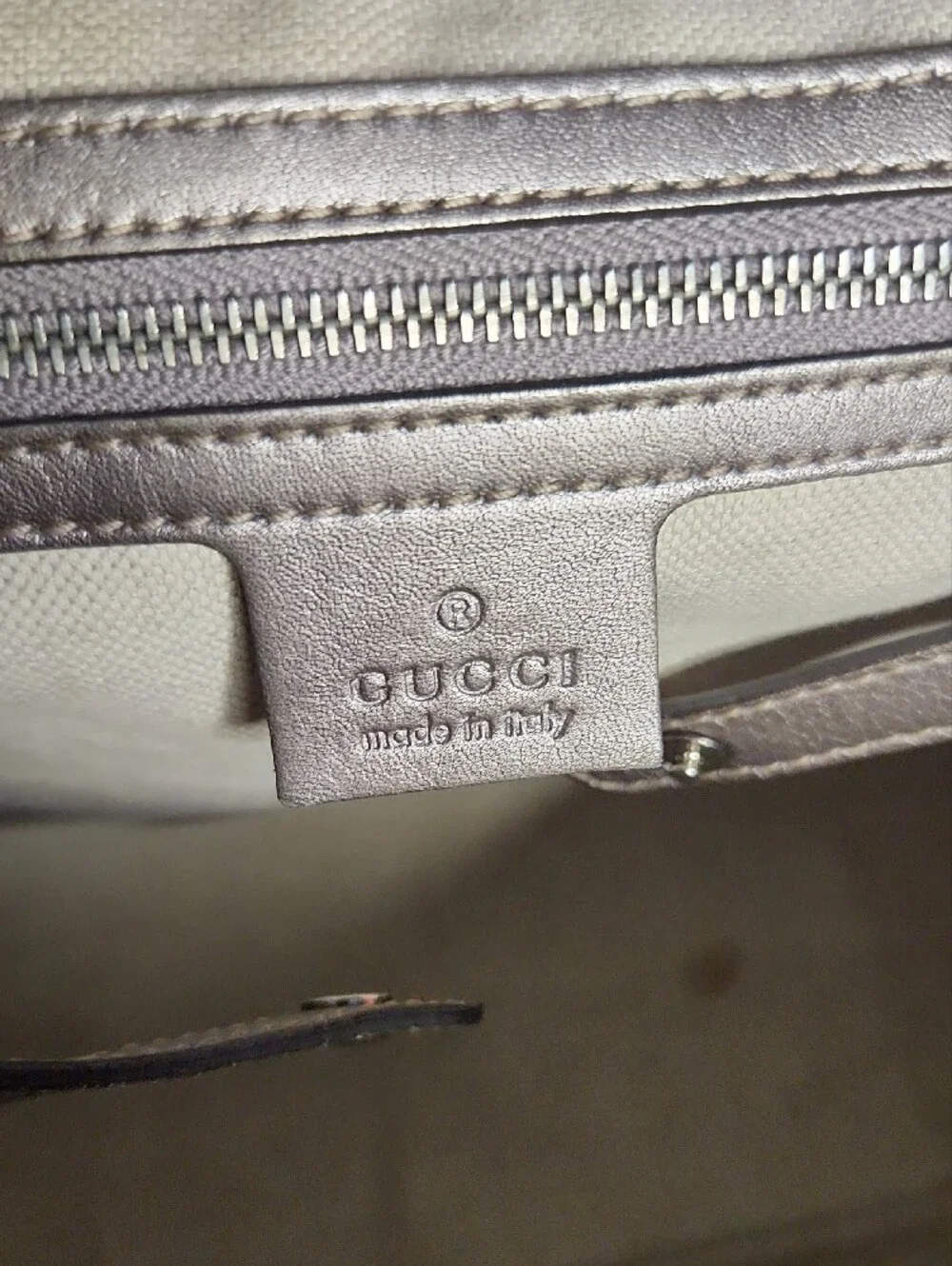 Gucci Metallic Champagne GG-Embossed Shoulder Tote with Gold Hardware